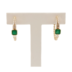 Joias da moda vintage personalizadas 925 prata esterlina design minimalista esmeralda huggie brincos de argola