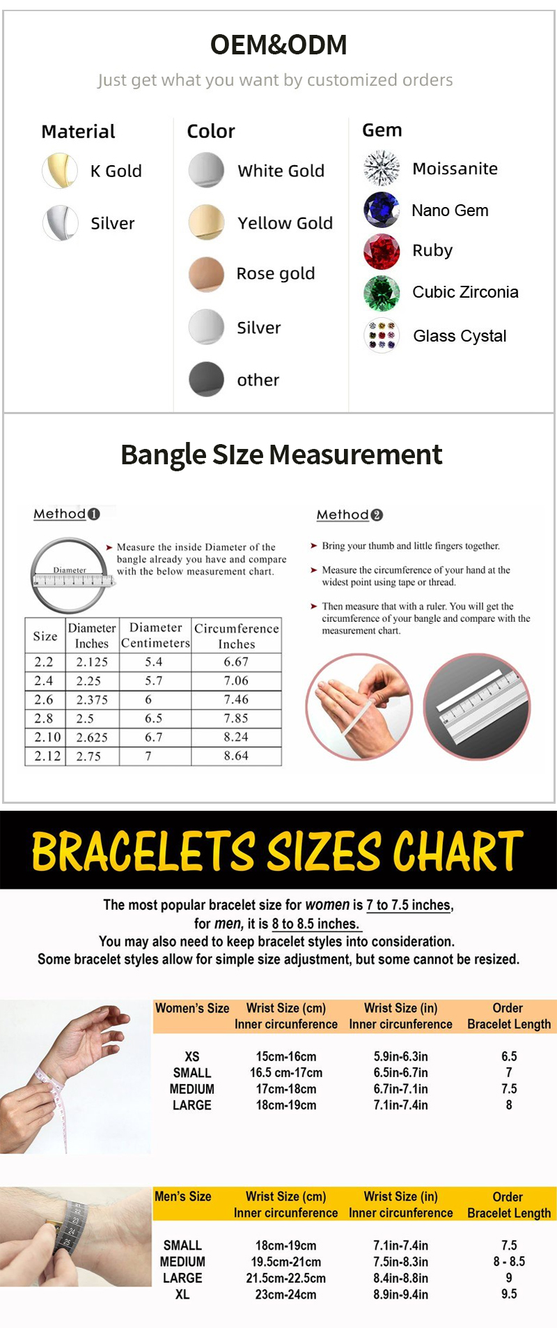 Tamanhos de pulseira
