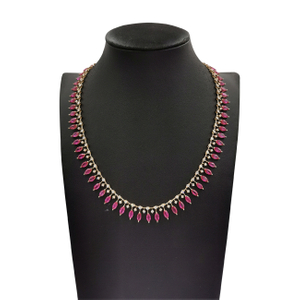 Colar de ouro K de luxo retrô rubi e gargantilha de diamante para mulheres